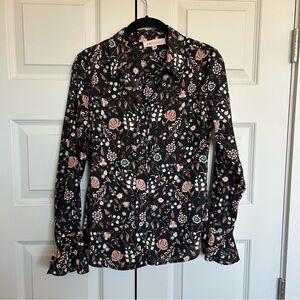 Philosophy Black Floral Button-Down Shirt
